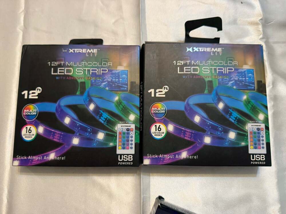 Lot of 2 Xtreme Lit 12FT Multicolor LED Strip with Adhesive Backing and Remote